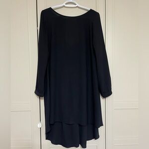 Workhall 100% Silk Long Sleeve Boat Neck Beautiful Draped Back Tunic Dress